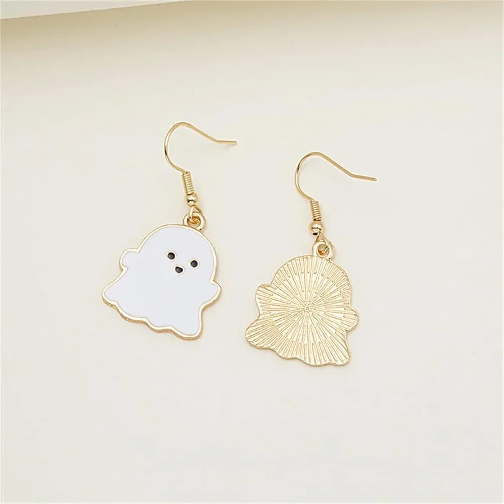Women's White Ghost Zinc Halloween Dangle Earrings Stainless Steel Witch Hat